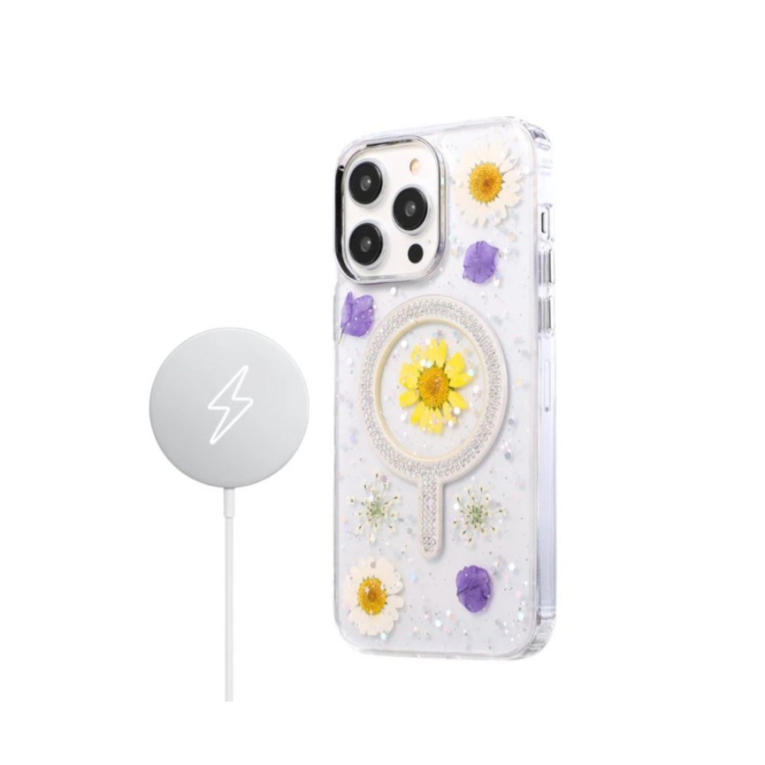 iPhone 11 Flower Magsafe Kapak - Pembe