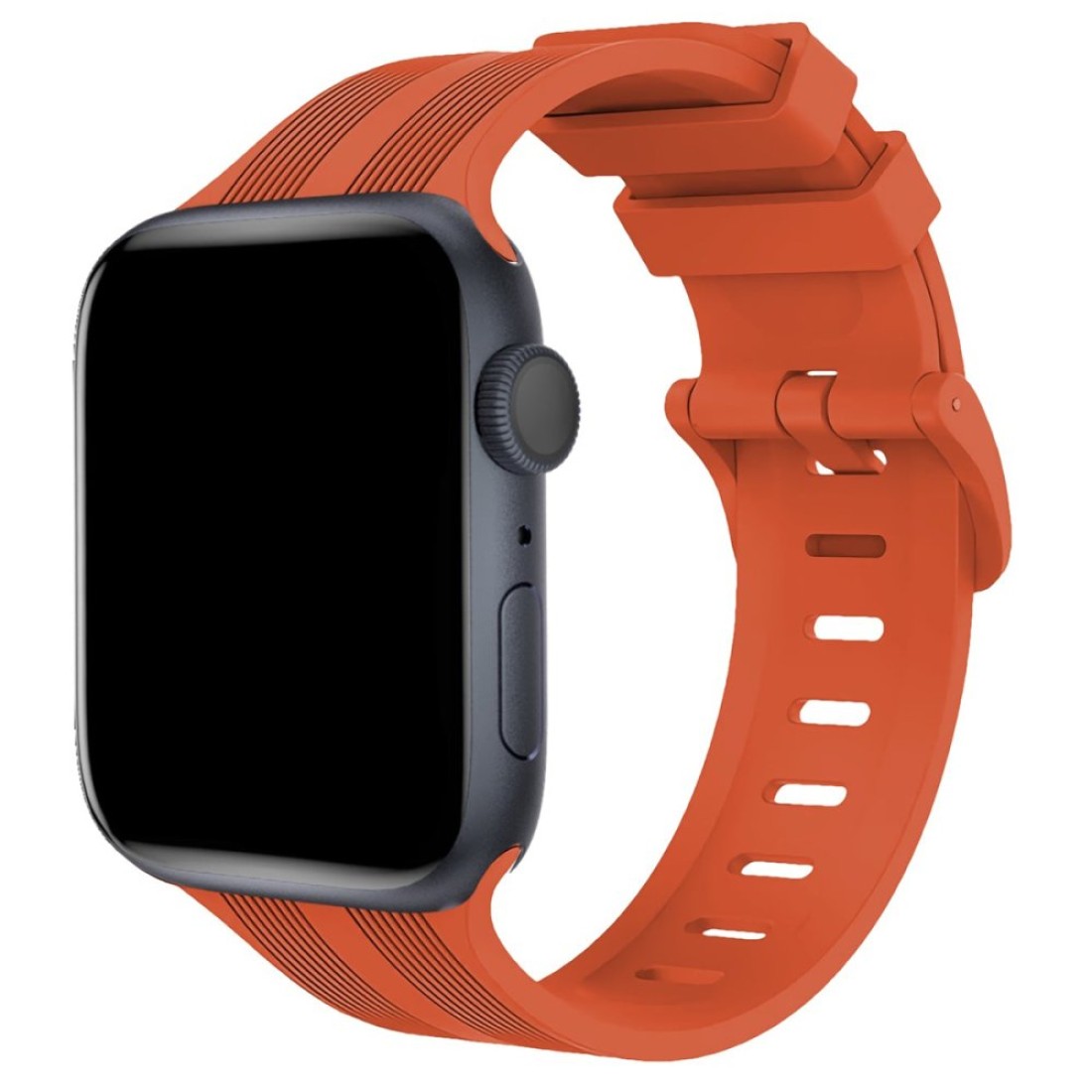 Apple Watch 38mm KR408 Çizgili Silikon Kordon - Turuncu