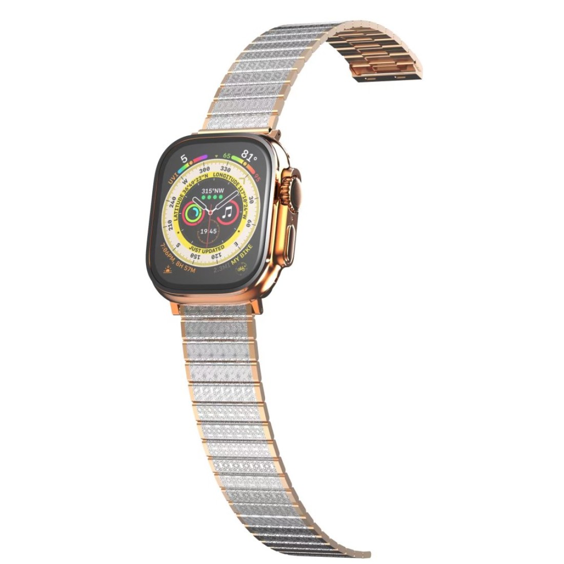 Apple Watch 44mm Made Metal Kordon - Gümüş-Rose Gold