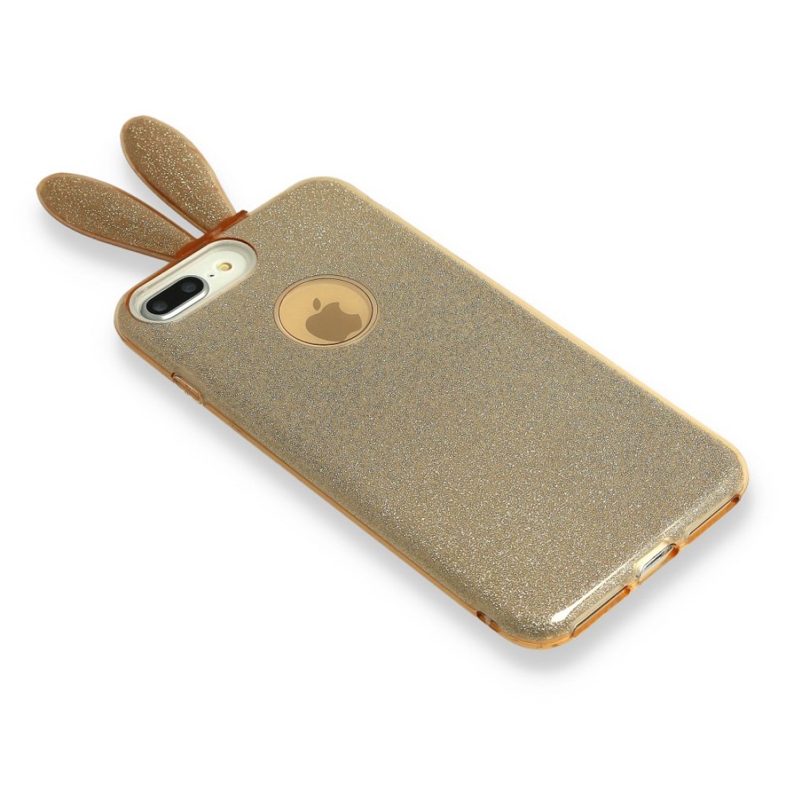 Apple iPhone XS Kılıf Rabbit Simli Silikon - Gold