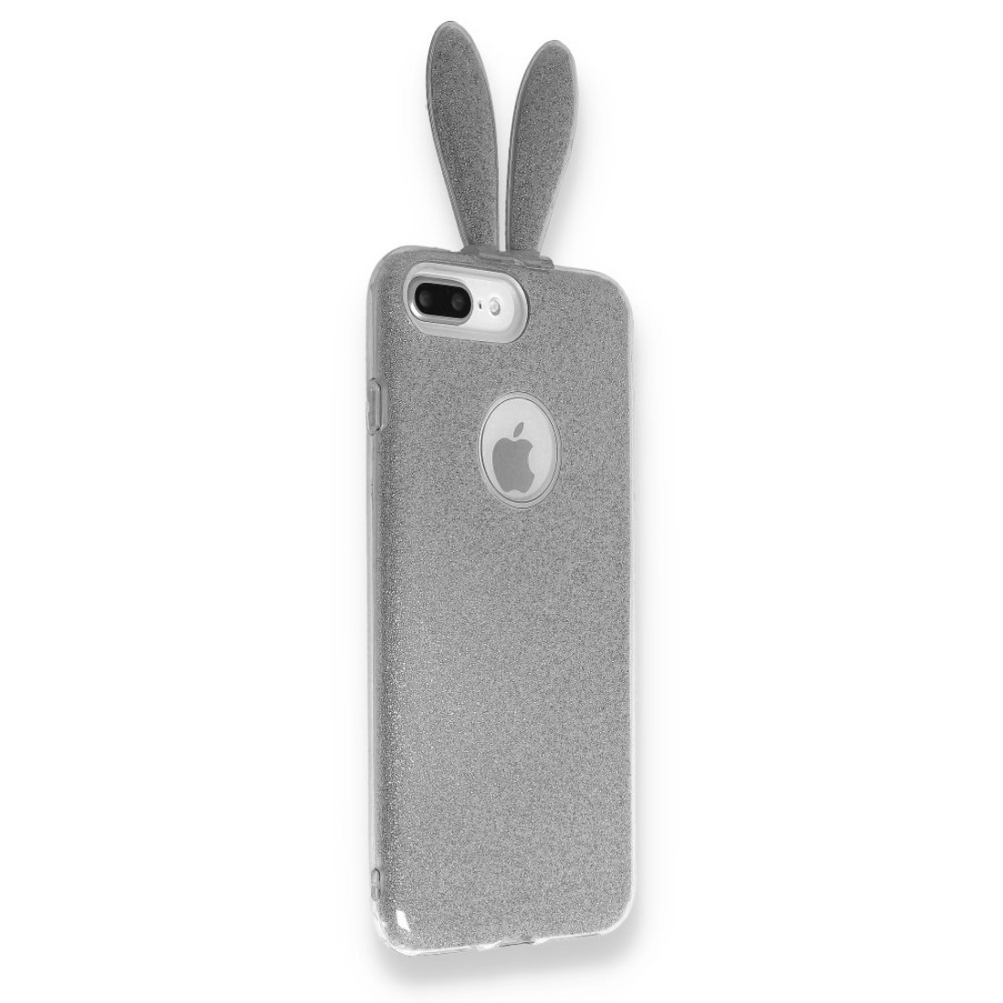 Samsung Galaxy A9 2018 Kılıf Rabbit Simli Silikon - Gümüş