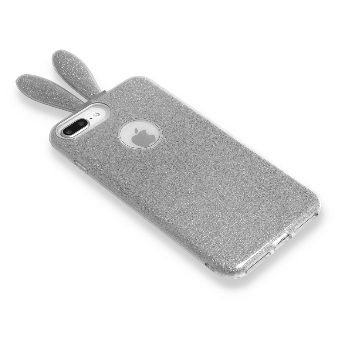 Samsung Galaxy A9 2018 Kılıf Rabbit Simli Silikon - Gümüş