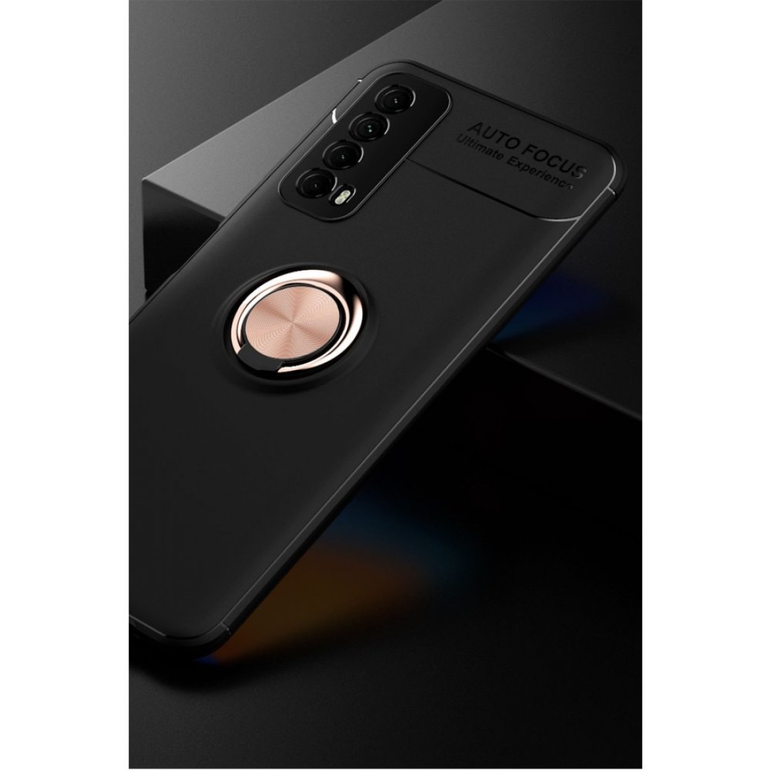 Huawei P Smart 2021 Kılıf Range Yüzüklü Silikon - Siyah-Gold