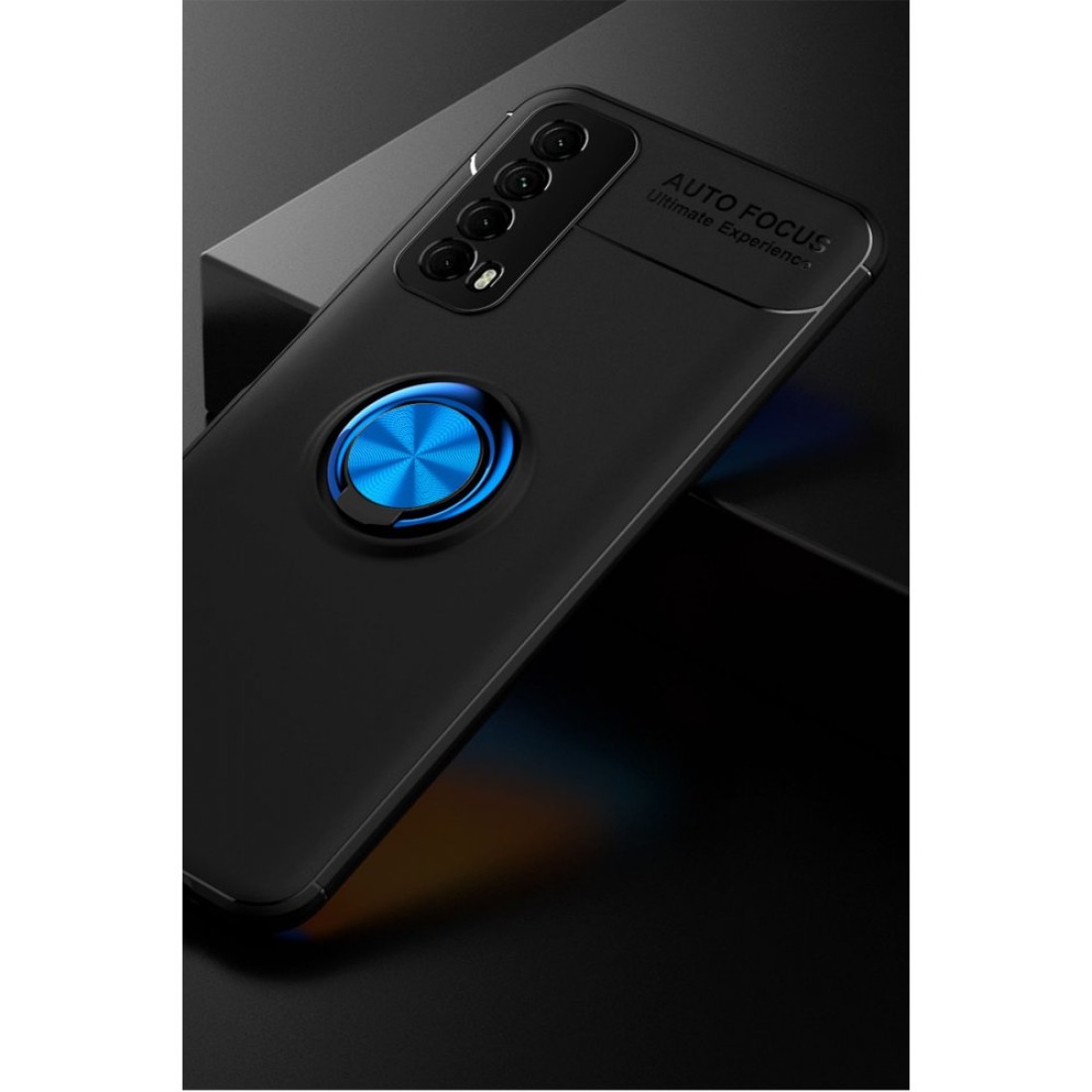 Huawei P Smart 2021 Kılıf Range Yüzüklü Silikon - Siyah-Mavi
