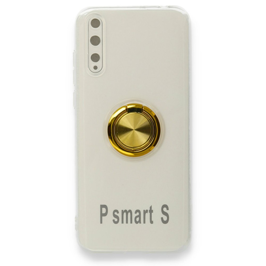 Huawei P Smart S Kılıf Gros Yüzüklü Silikon - Gold