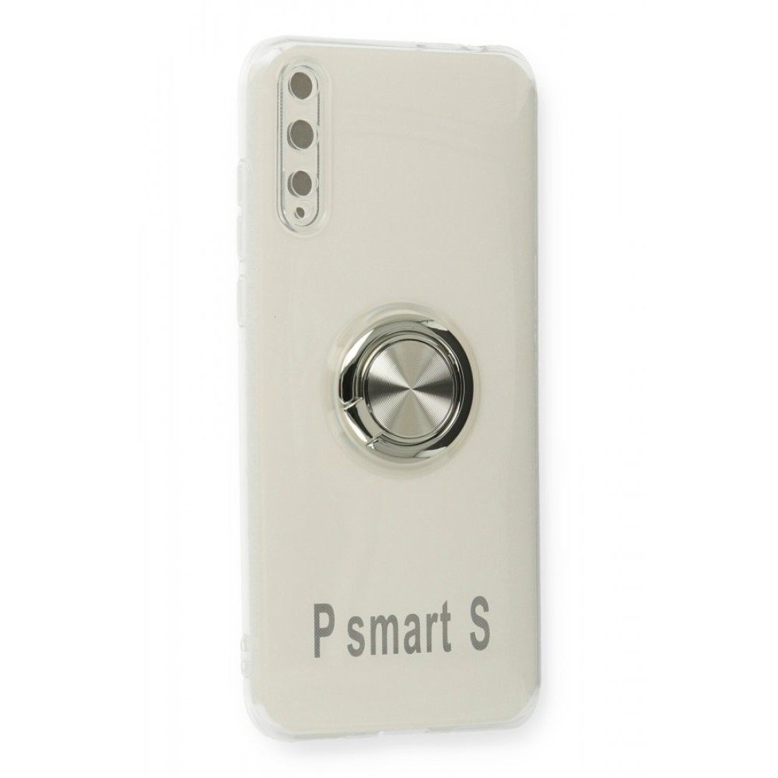 Huawei P Smart S Kılıf Gros Yüzüklü Silikon - Gümüş