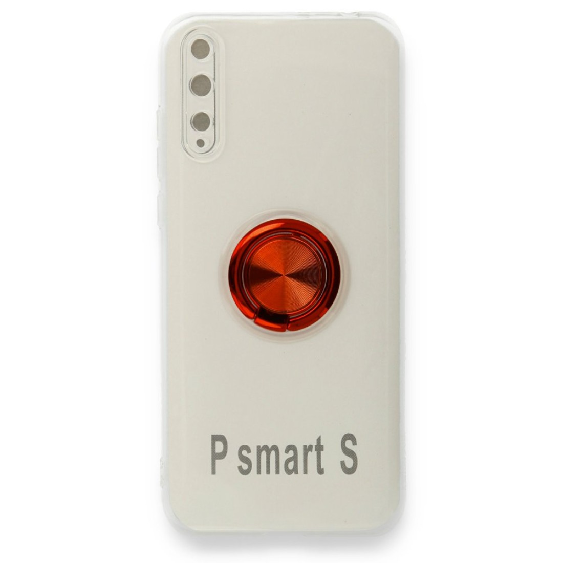 Huawei P Smart S Kılıf Gros Yüzüklü Silikon - Kırmızı