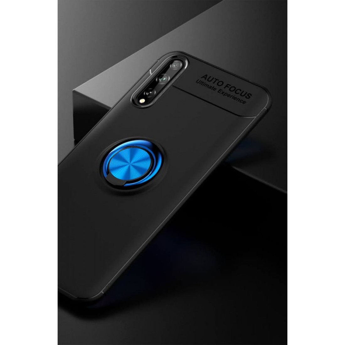 Huawei P Smart S Kılıf Range Yüzüklü Silikon - Siyah-Mavi