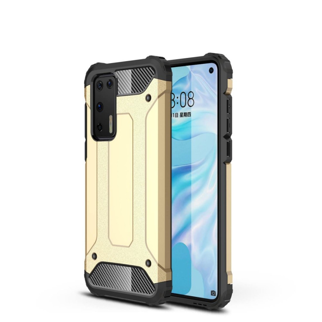 Huawei P40 Kılıf Tank Silikon Kapak - Gold