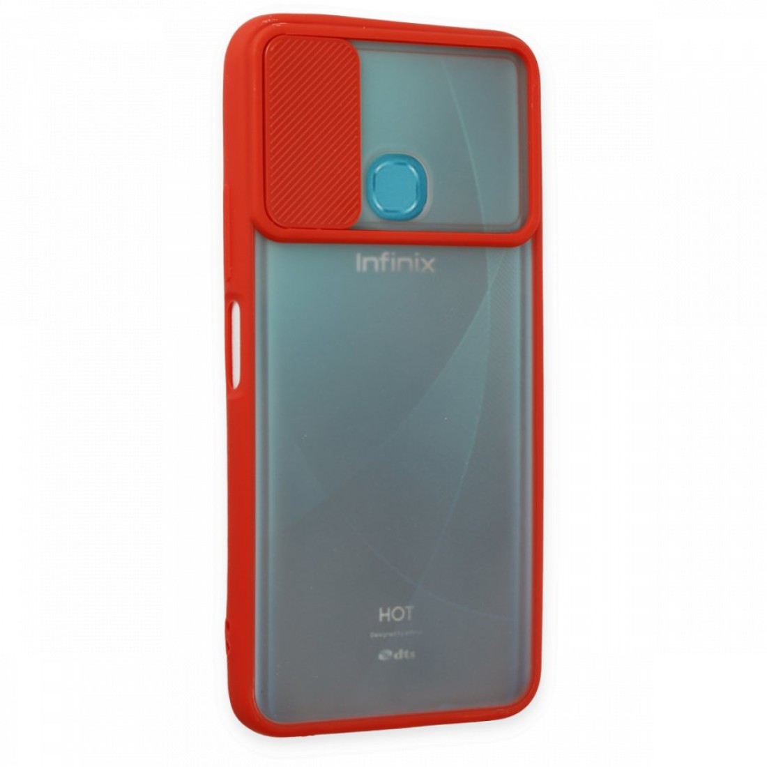 İnfinix Hot 9 Kılıf Palm Buzlu Kamera Sürgülü Silikon - Kırmızı