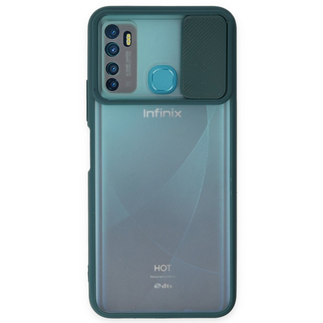 İnfinix Hot 9 Kılıf Palm Buzlu Kamera Sürgülü Silikon - Yeşil