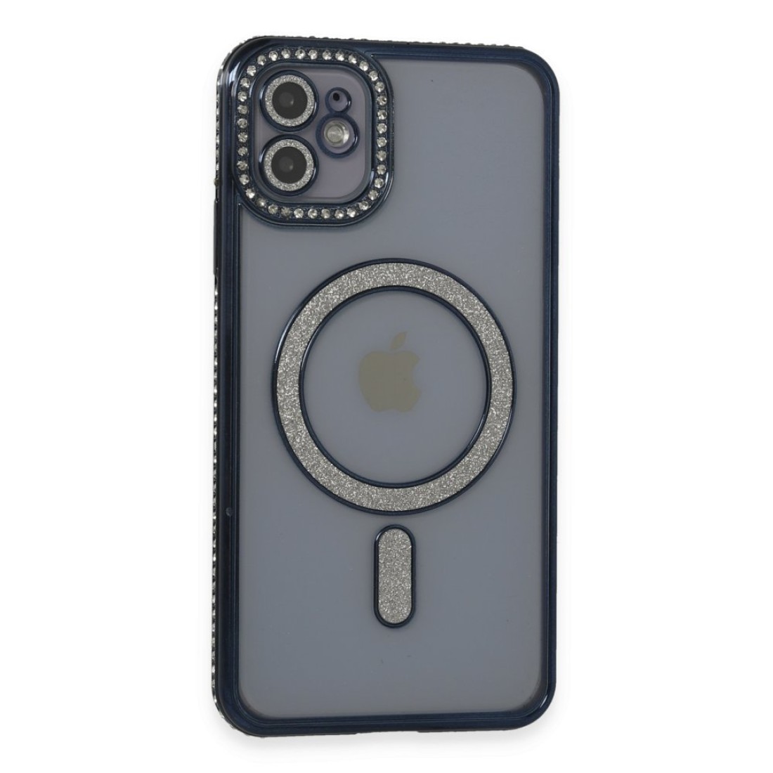 Apple iPhone 11 Kılıf Joke Simli Magneticsafe Kılıf - Lacivert