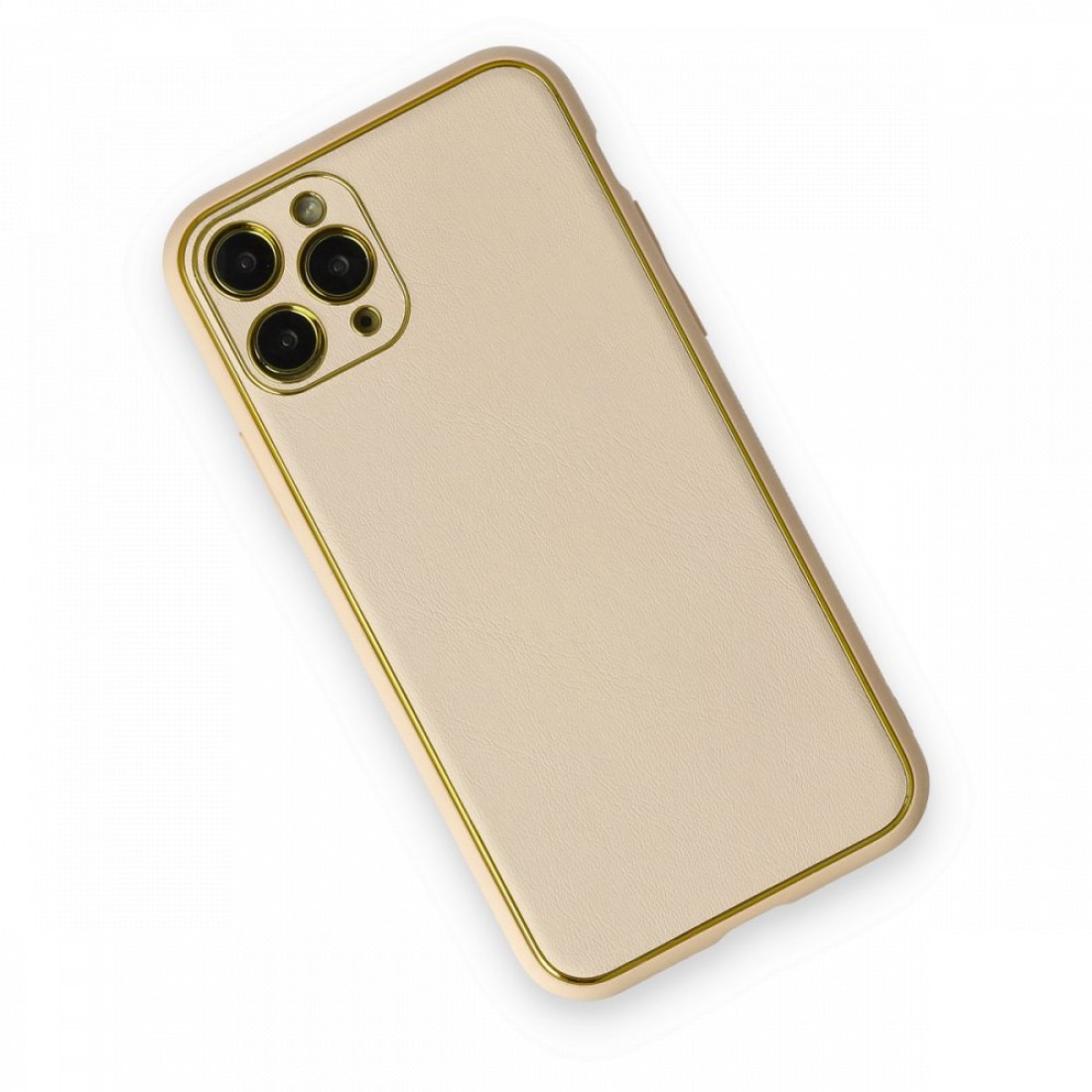 Apple iPhone 11 Pro Kılıf Coco Deri Silikon Kapak - Gold