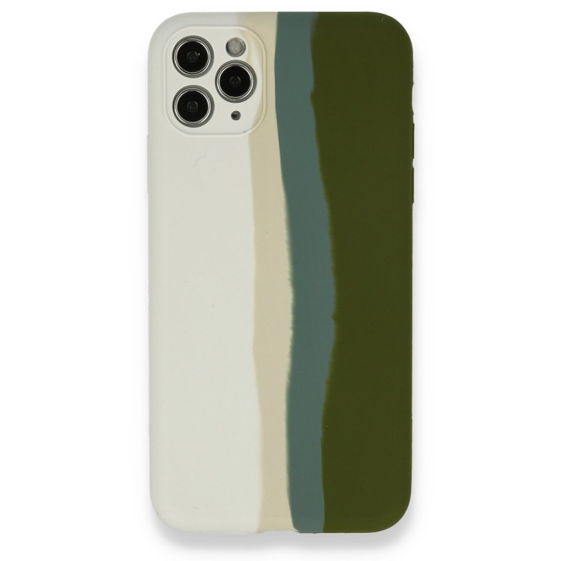 Apple iPhone 11 Pro Kılıf Ebruli Lansman Silikon - Beyaz-Yeşil