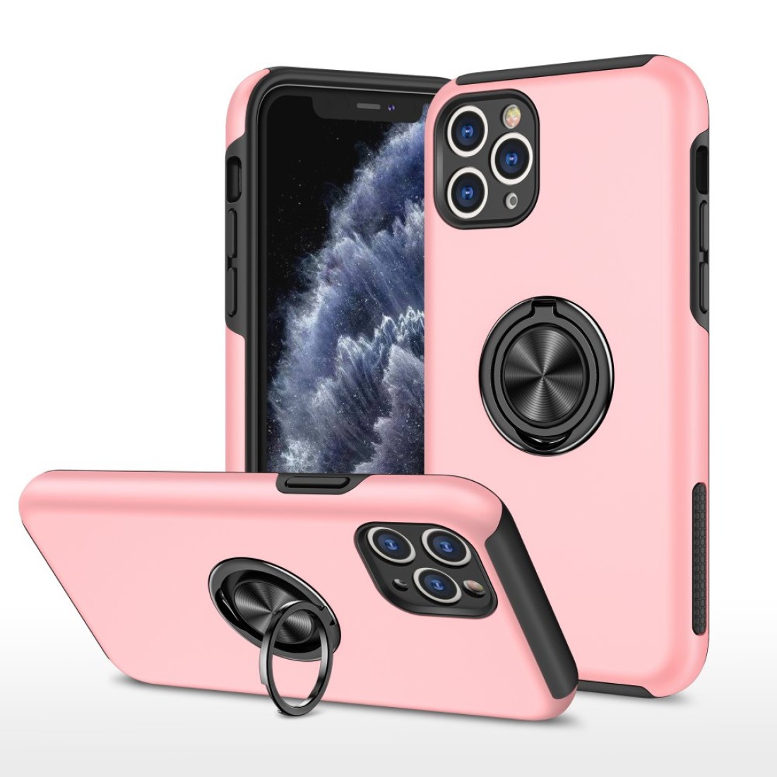 Apple iPhone 11 Pro Kılıf Elit Yüzüklü Kapak - Pembe