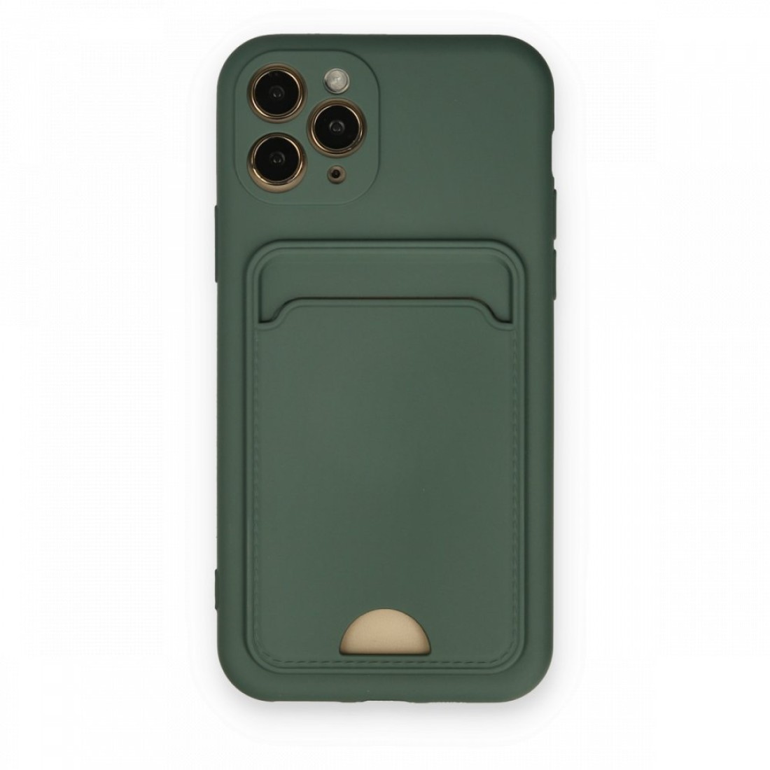 Apple iPhone 11 Pro Kılıf Kelvin Kartvizitli Silikon - Koyu Yeşil