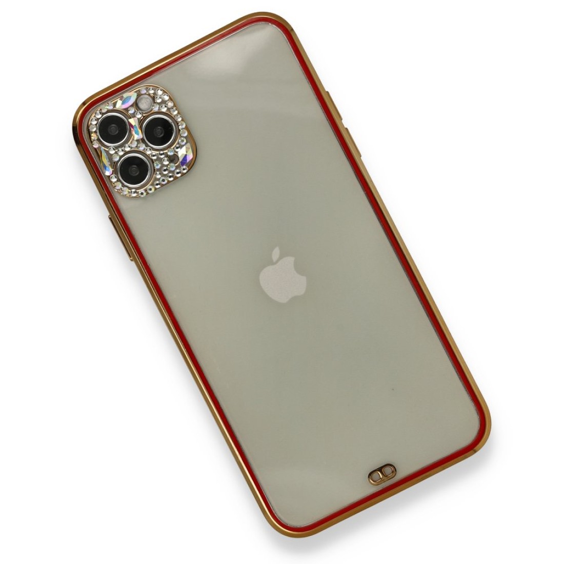 Apple iPhone 11 Pro Kılıf Liva Taşlı Silikon - Kırmızı