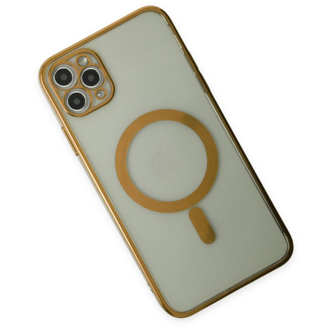 Apple iPhone 11 Pro Kılıf Magneticsafe Lazer Silikon - Gold