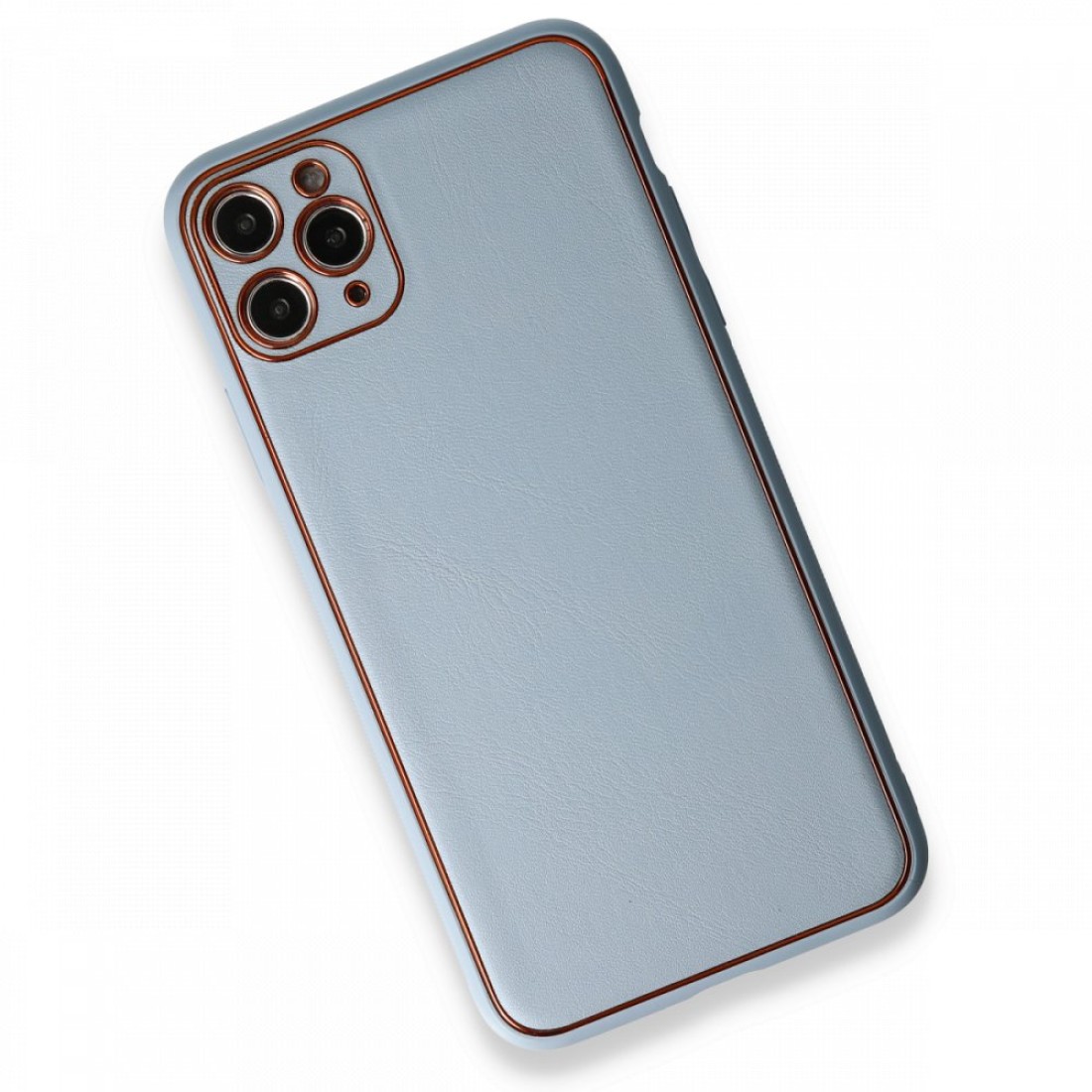 Apple iPhone 11 Pro Max Kılıf Coco Deri Silikon Kapak - Açık Mavi