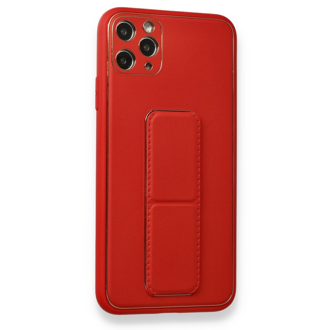 Apple iPhone 11 Pro Max Kılıf Coco Deri Standlı Kapak - Kırmızı