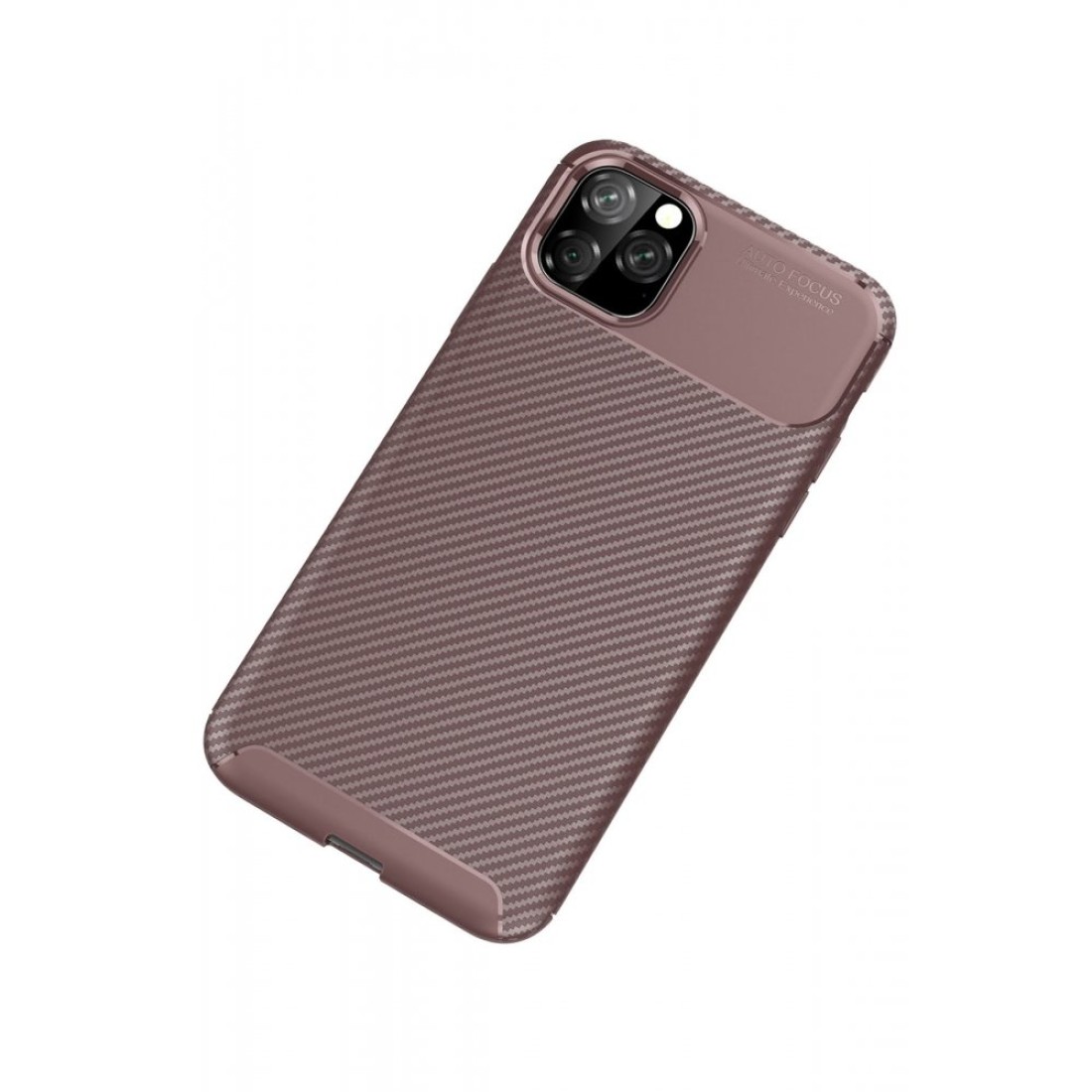 Apple iPhone 11 Pro Max Kılıf Focus Karbon Silikon - Kahverengi