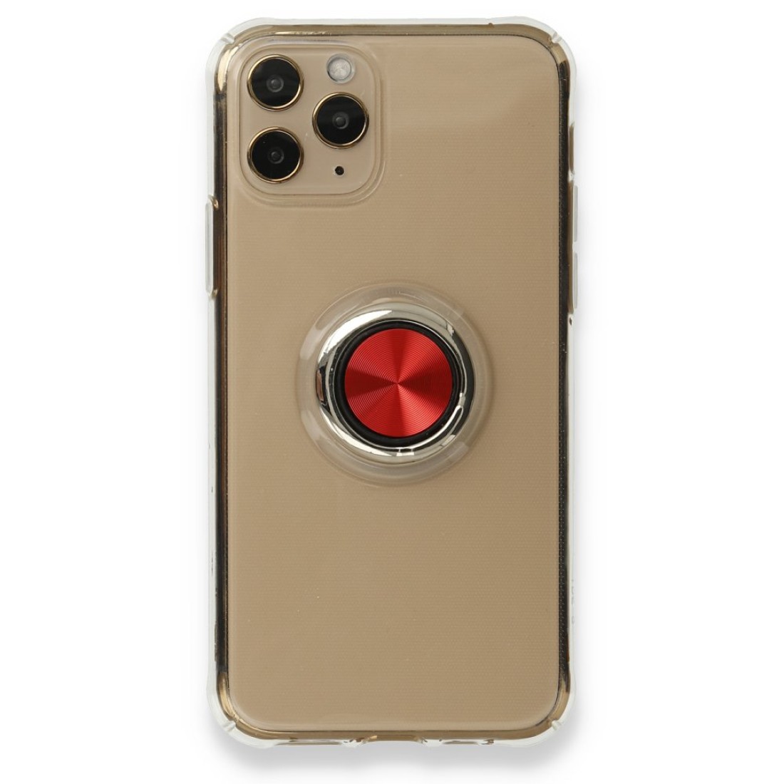 Apple iPhone 11 Pro Max Kılıf Gros Yüzüklü Silikon - Kırmızı