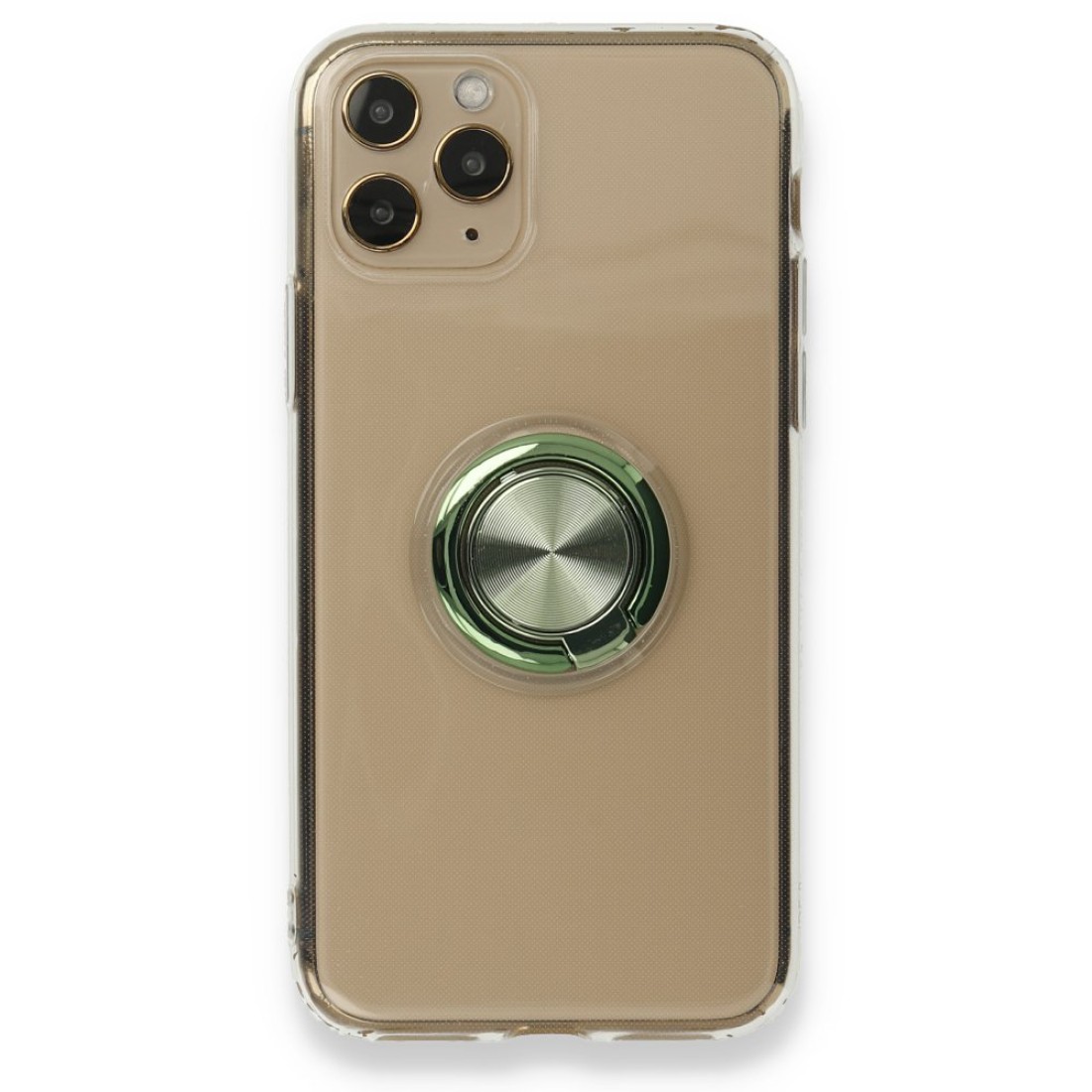 Apple iPhone 11 Pro Max Kılıf Gros Yüzüklü Silikon - Yeşil