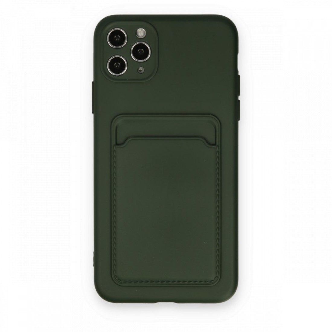 Apple iPhone 11 Pro Max Kılıf Kelvin Kartvizitli Silikon - Koyu Yeşil