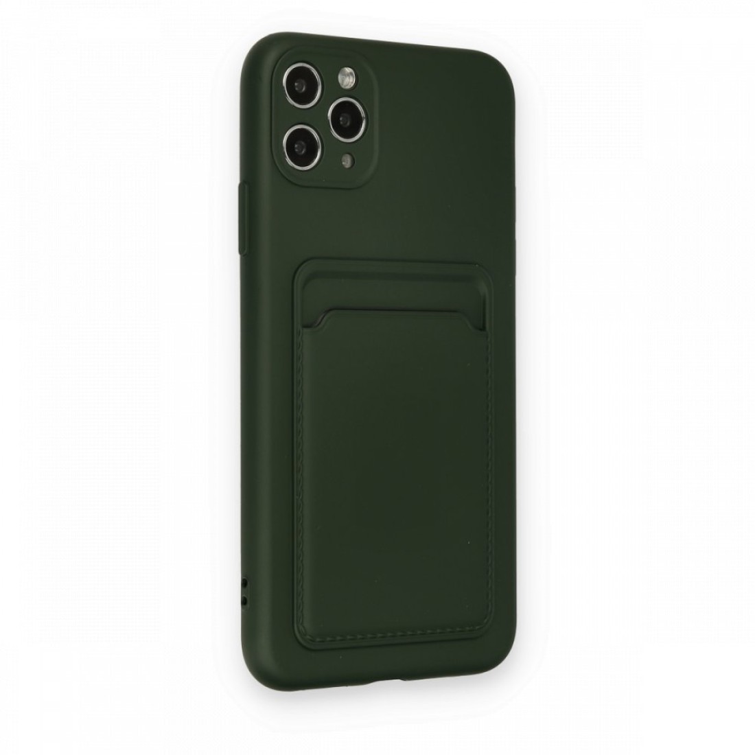 Apple iPhone 11 Pro Max Kılıf Kelvin Kartvizitli Silikon - Koyu Yeşil