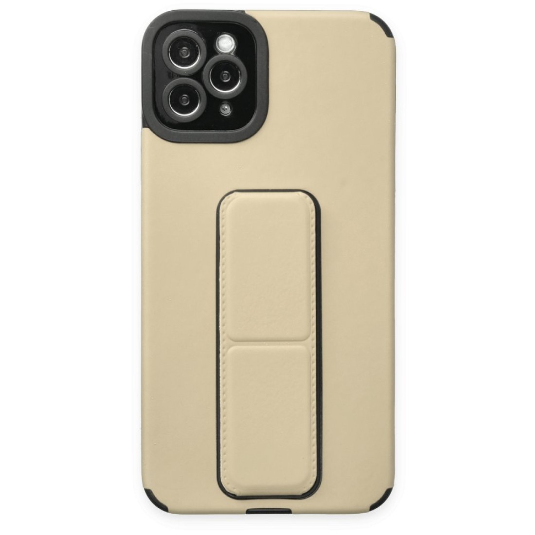 Apple iPhone 11 Pro Max Kılıf Mega Standlı Silikon - Gold