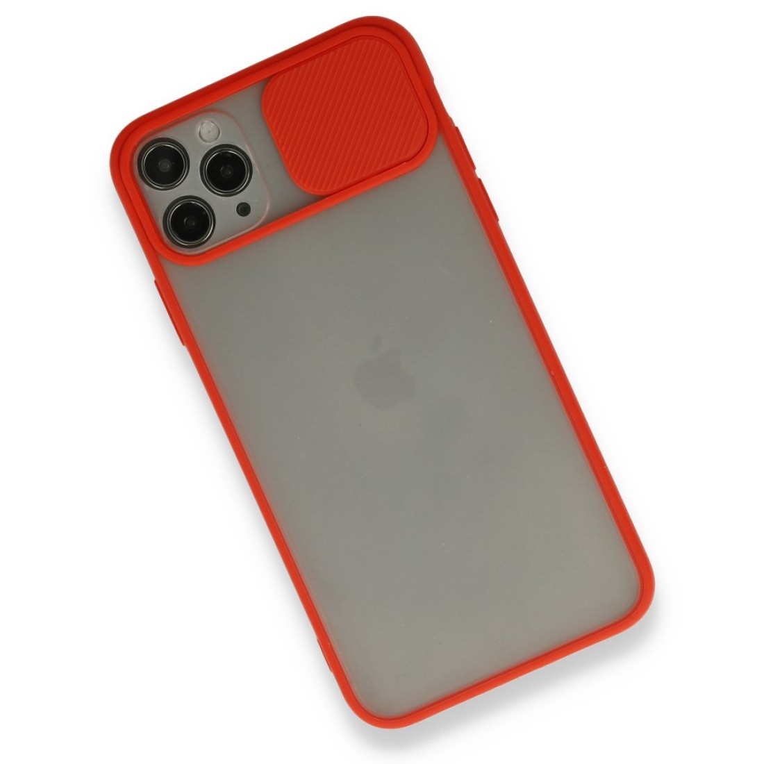 Apple iPhone 11 Pro Max Kılıf Palm Buzlu Kamera Sürgülü Silikon - Kırmızı