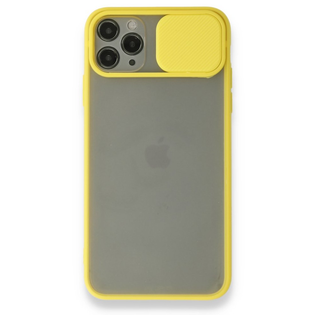 Apple iPhone 11 Pro Max Kılıf Palm Buzlu Kamera Sürgülü Silikon - Sarı