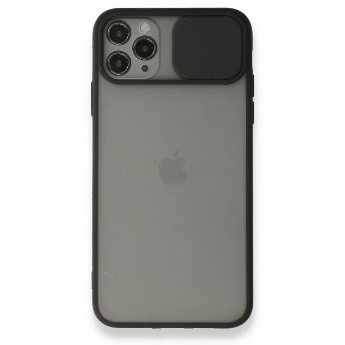 Apple iPhone 11 Pro Max Kılıf Palm Buzlu Kamera Sürgülü Silikon - Siyah