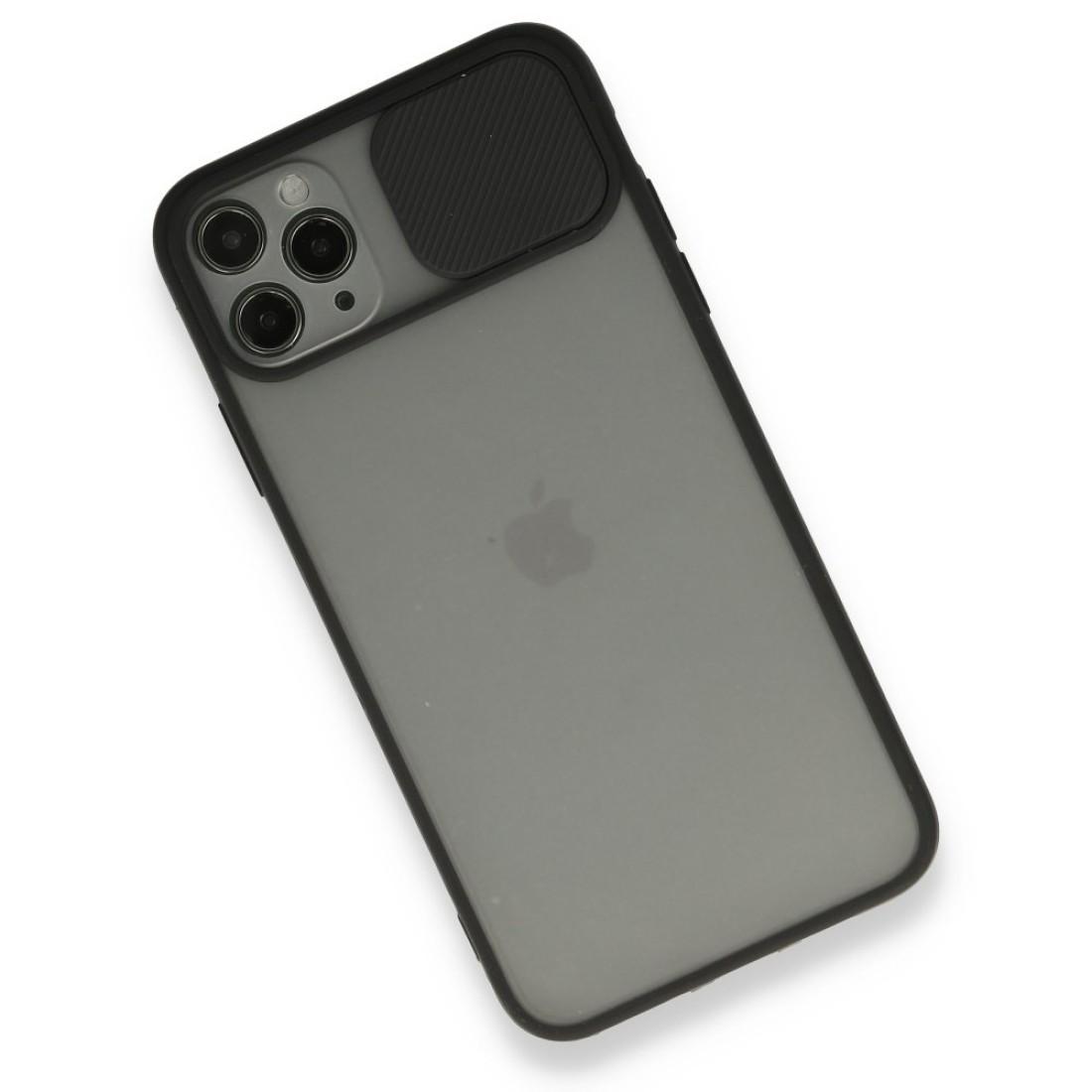 Apple iPhone 11 Pro Max Kılıf Palm Buzlu Kamera Sürgülü Silikon - Siyah