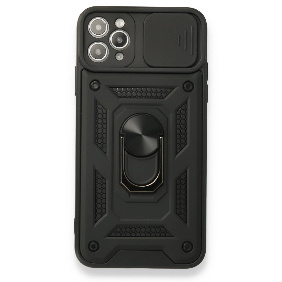 Apple iPhone 11 Pro Max Kılıf Pars Lens Yüzüklü Silikon - Siyah