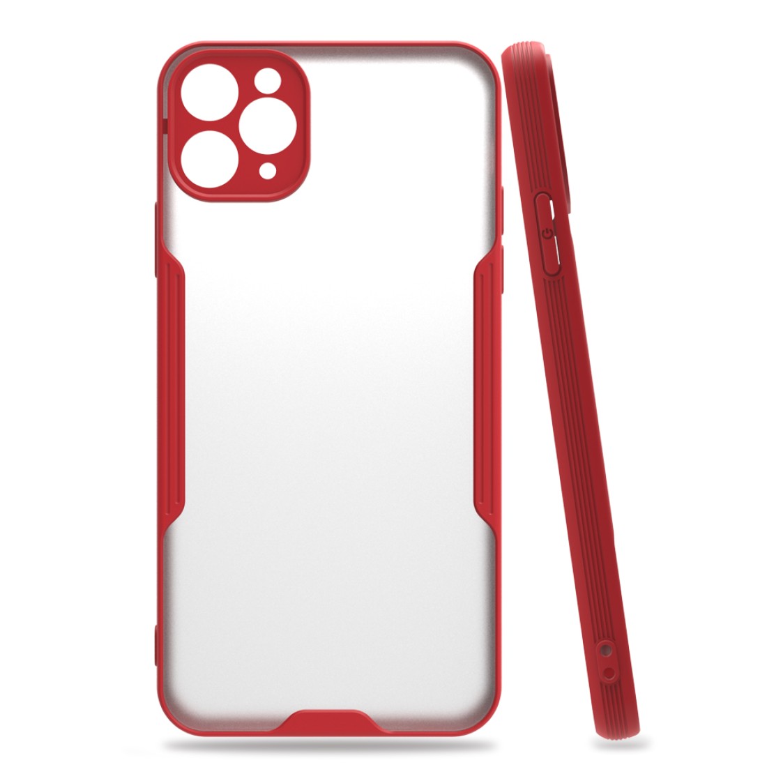 Apple iPhone 11 Pro Max Kılıf Platin Silikon - Kırmızı