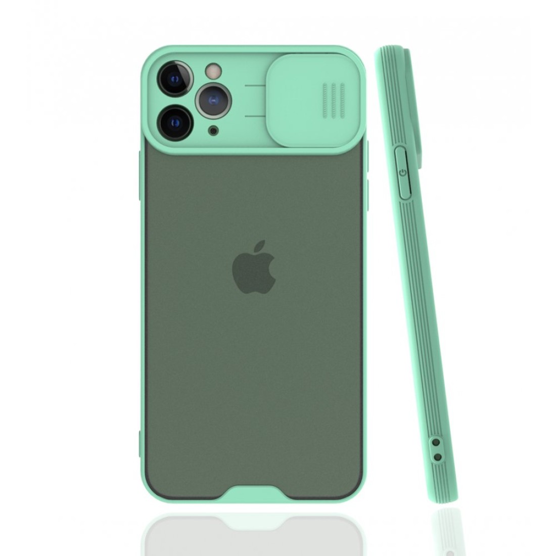 Apple iPhone 11 Pro Max Kılıf Platin Kamera Koruma Silikon - Açık Yeşil