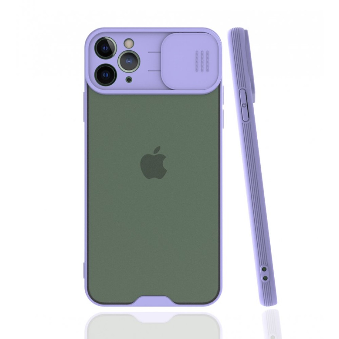 Apple iPhone 11 Pro Max Kılıf Platin Kamera Koruma Silikon - Lila
