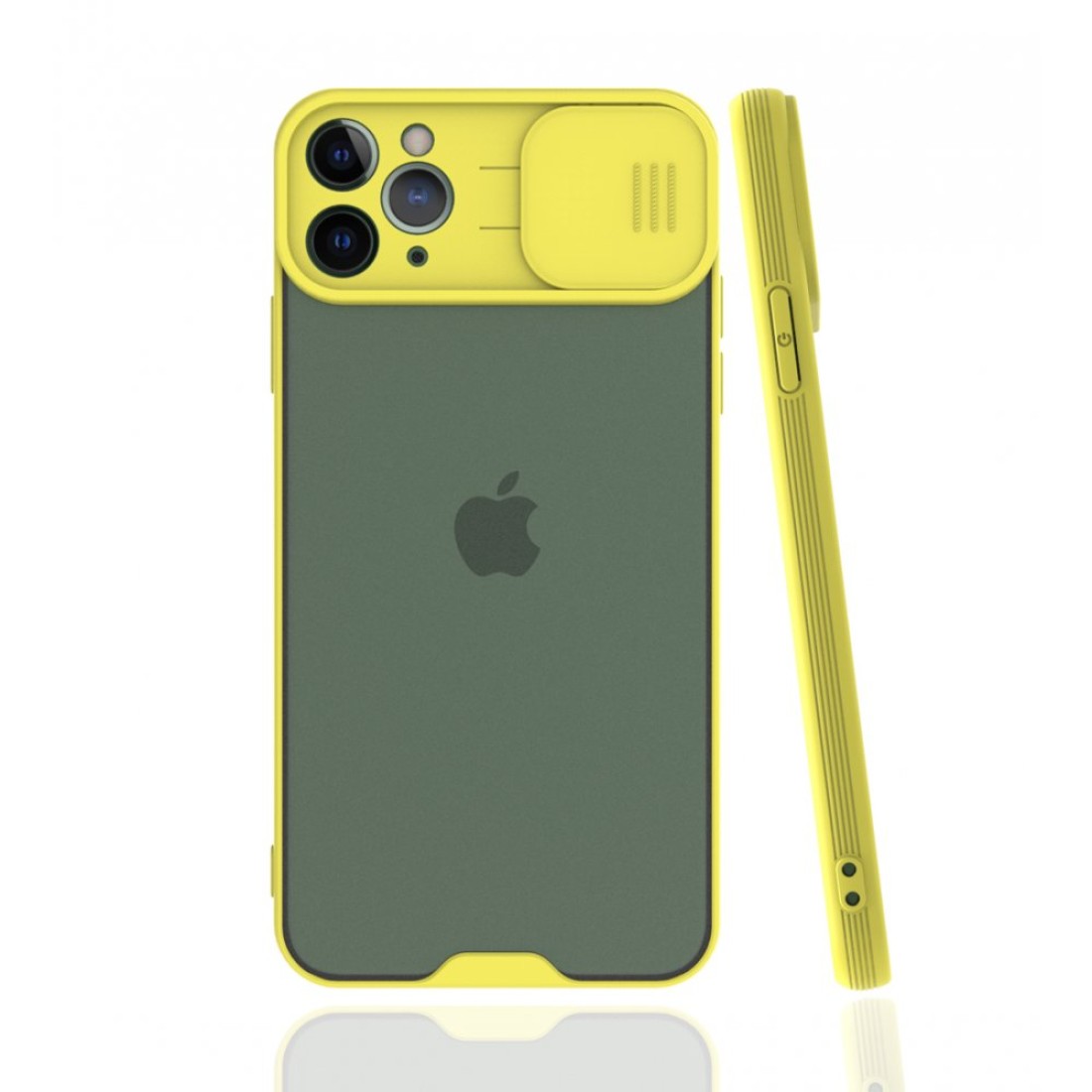 Apple iPhone 11 Pro Max Kılıf Platin Kamera Koruma Silikon - Sarı