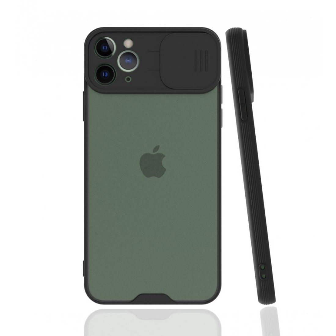 Apple iPhone 11 Pro Max Kılıf Platin Kamera Koruma Silikon - Siyah