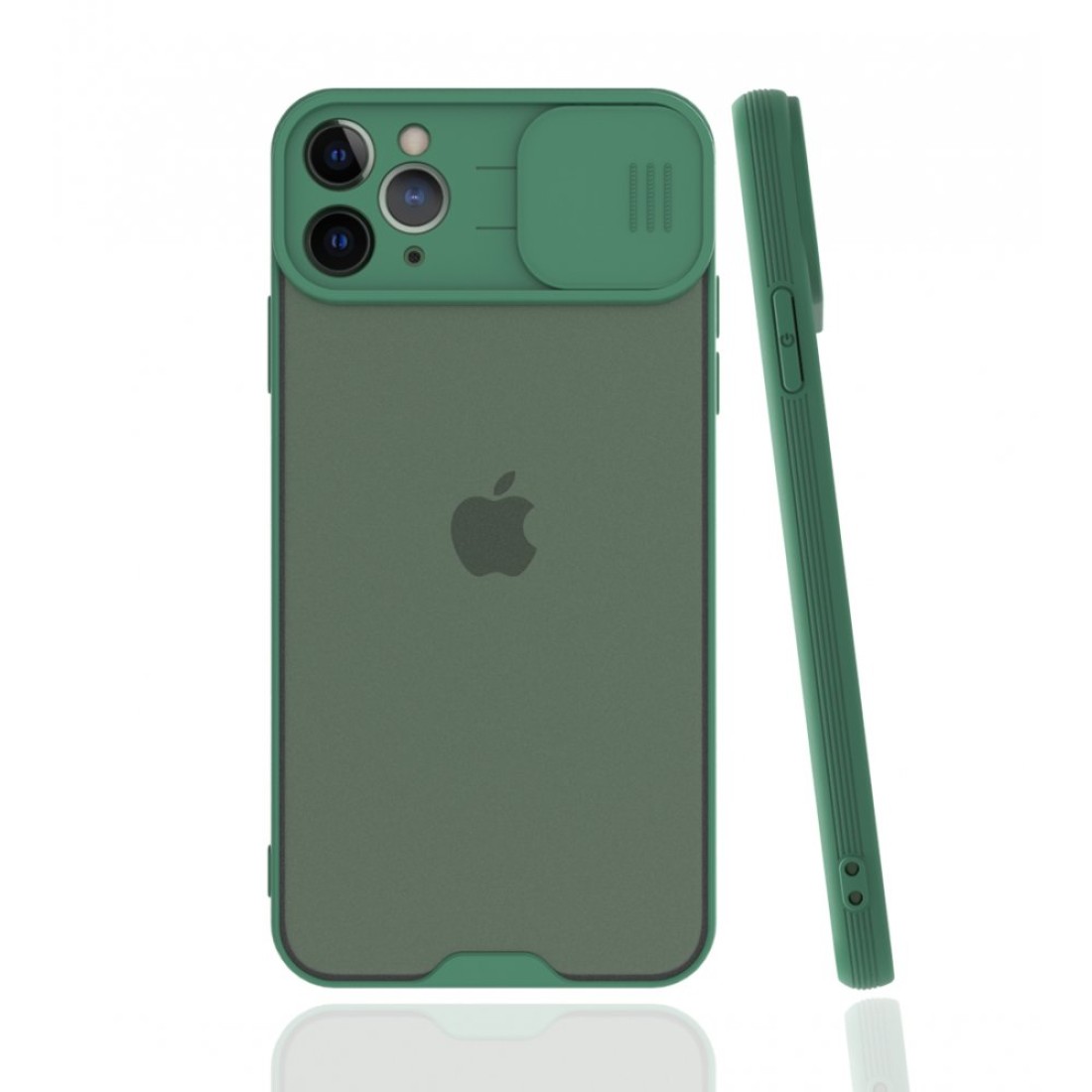 Apple iPhone 11 Pro Max Kılıf Platin Kamera Koruma Silikon - Yeşil