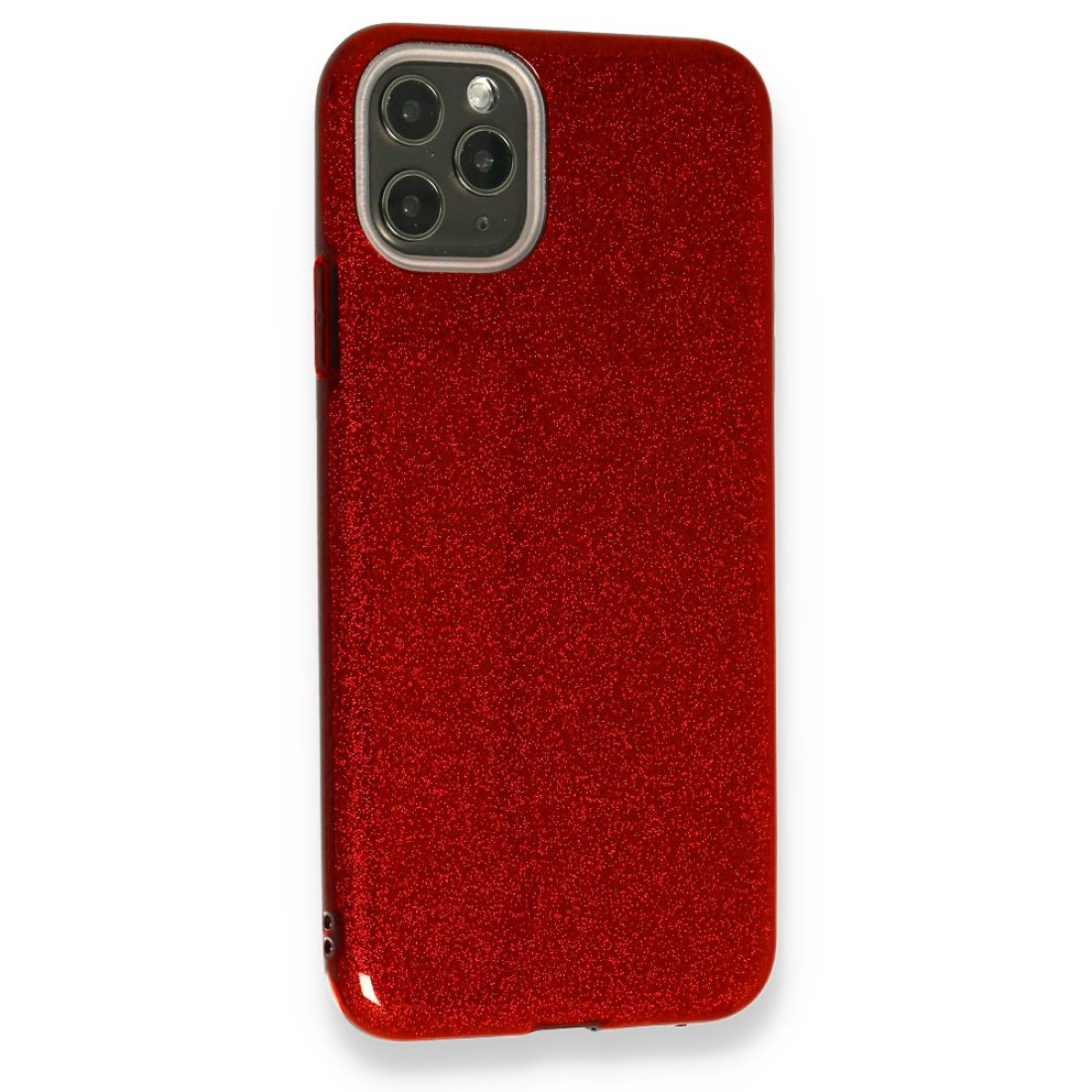 Apple iPhone 11 Pro Max Kılıf Simli Katmanlı Silikon - Kırmızı