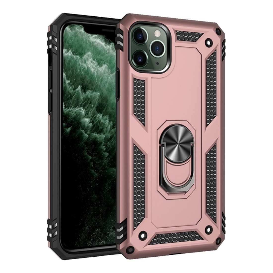 iPhone 11 Pro Max Kılıf Sofya Yüzüklü Silikon Kapak - Rose