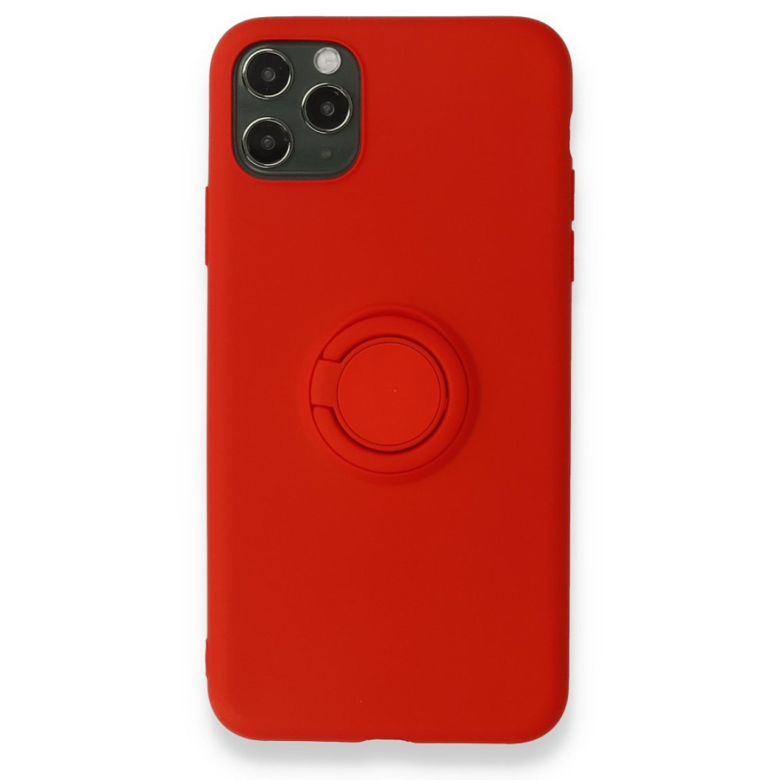 Apple iPhone 11 Pro Max Kılıf Viktor Yüzüklü Silikon - Kırmızı