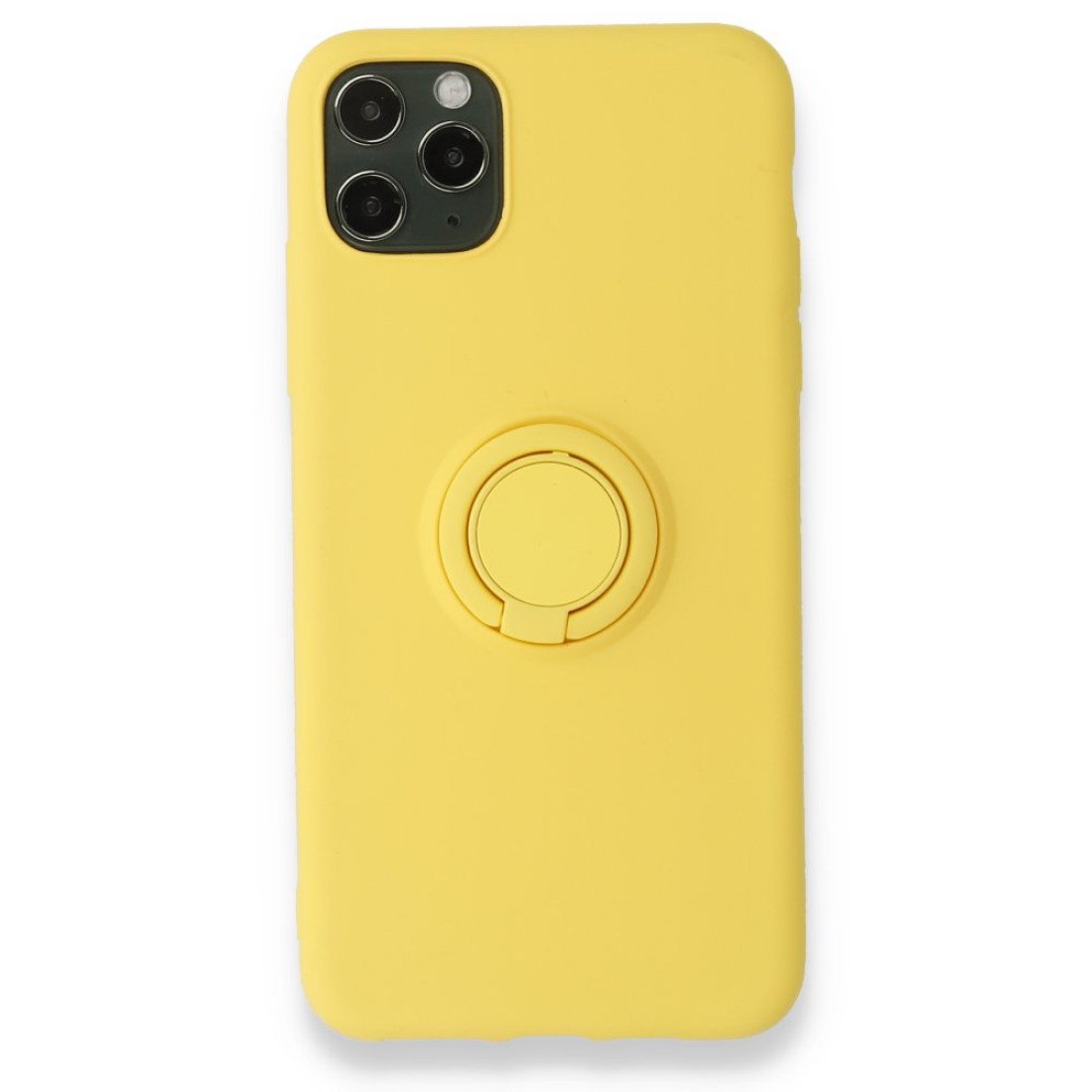 Apple iPhone 11 Pro Max Kılıf Viktor Yüzüklü Silikon - Sarı