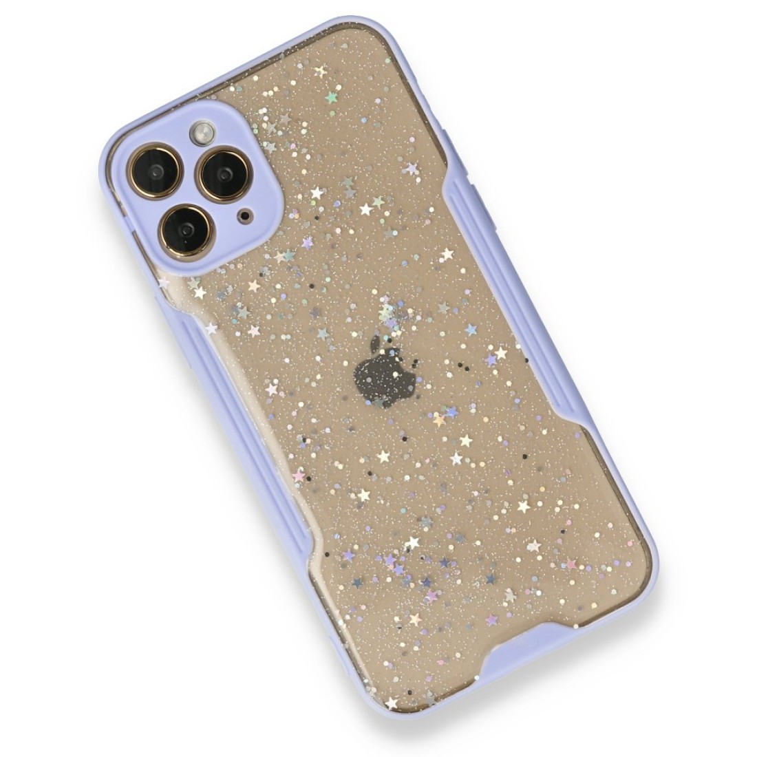 Apple iPhone 11 Pro Max Kılıf Platin Simli Silikon - Lila