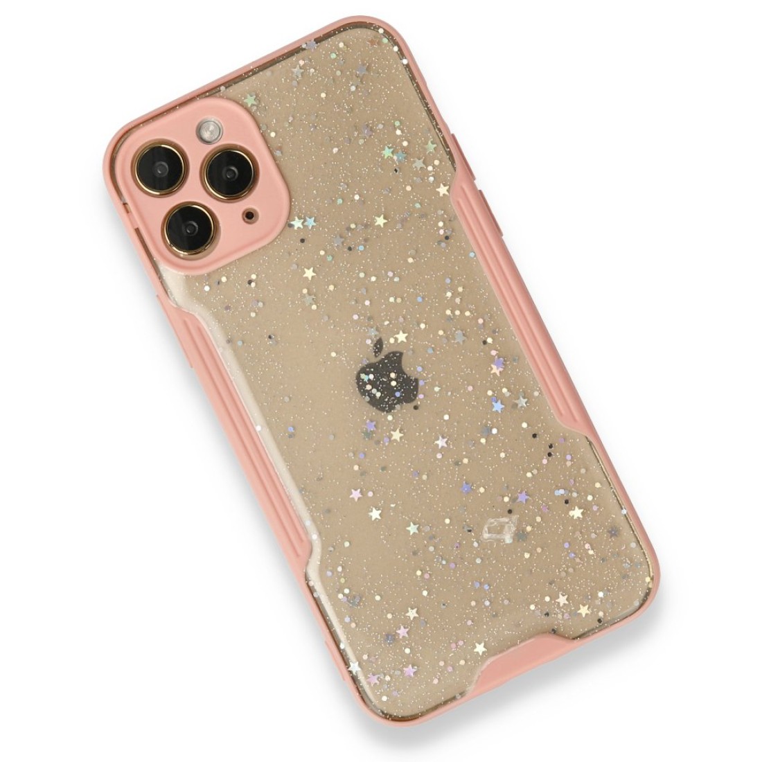 Apple iPhone 11 Pro Kılıf Platin Simli Silikon - Pembe