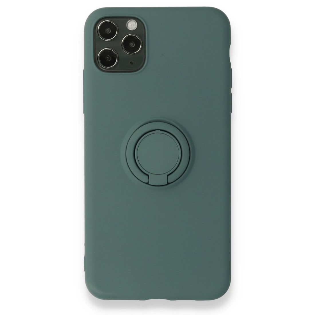 Apple iPhone 11 Pro Kılıf Viktor Yüzüklü Silikon - Koyu Yeşil