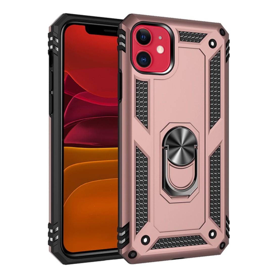 iPhone 11 Kılıf Sofya Yüzüklü Silikon Kapak - Rose