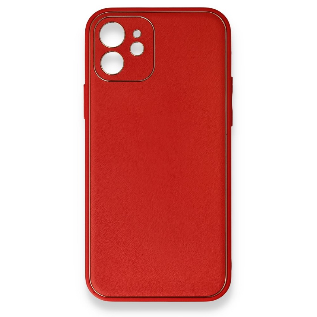 Apple iPhone 12 Kılıf Coco Deri Silikon Kapak - Kırmızı